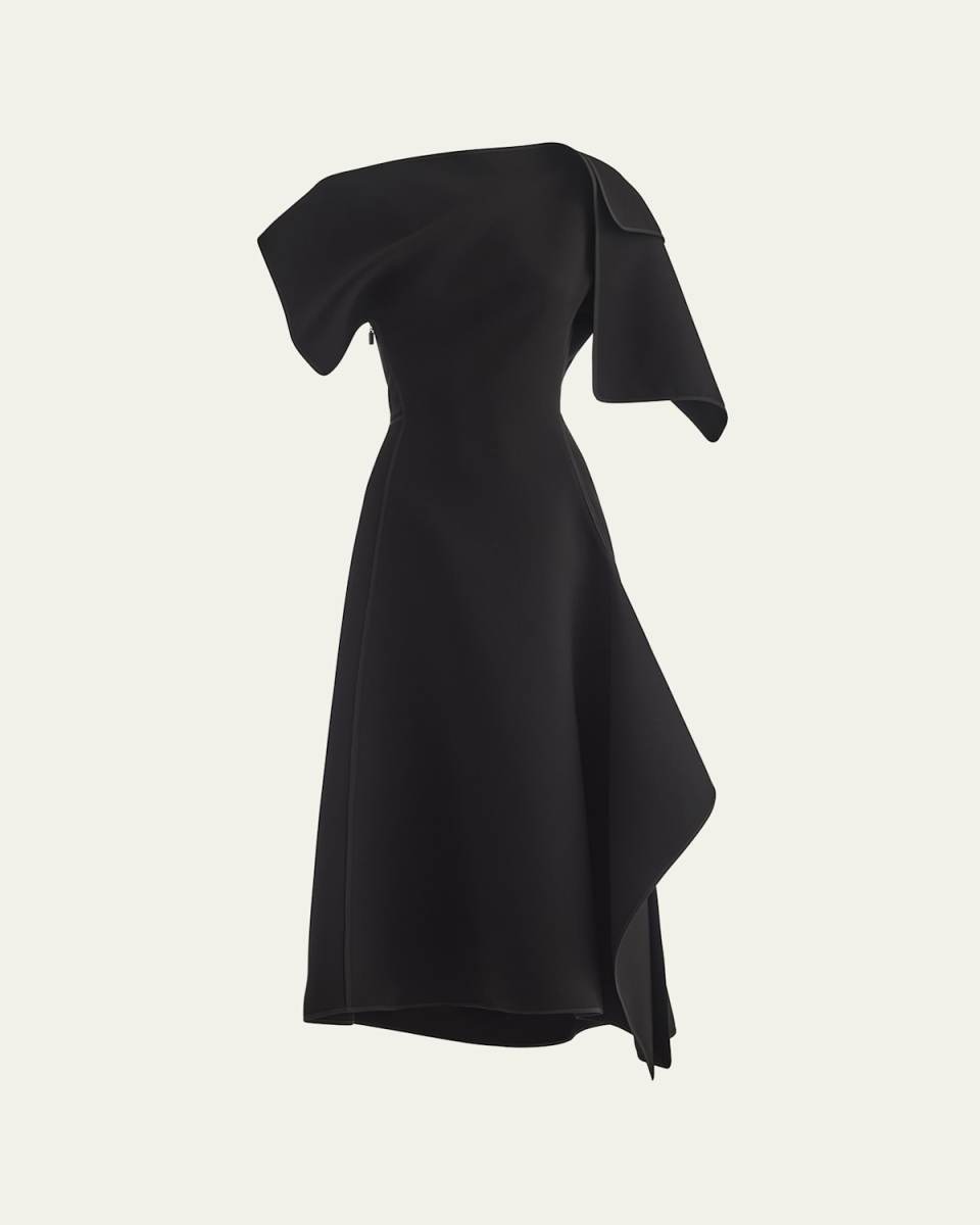 Synergy Pieced Short-Sleeve A-Line Gown